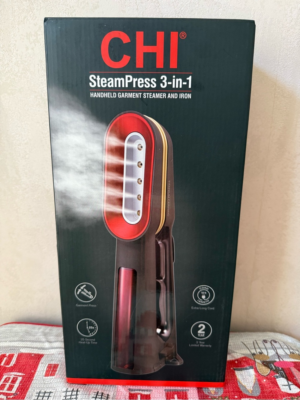 CHI SteamPress 3-in-1 Handheld Garment Steamer & Clamping Steam Iron 11600 Black